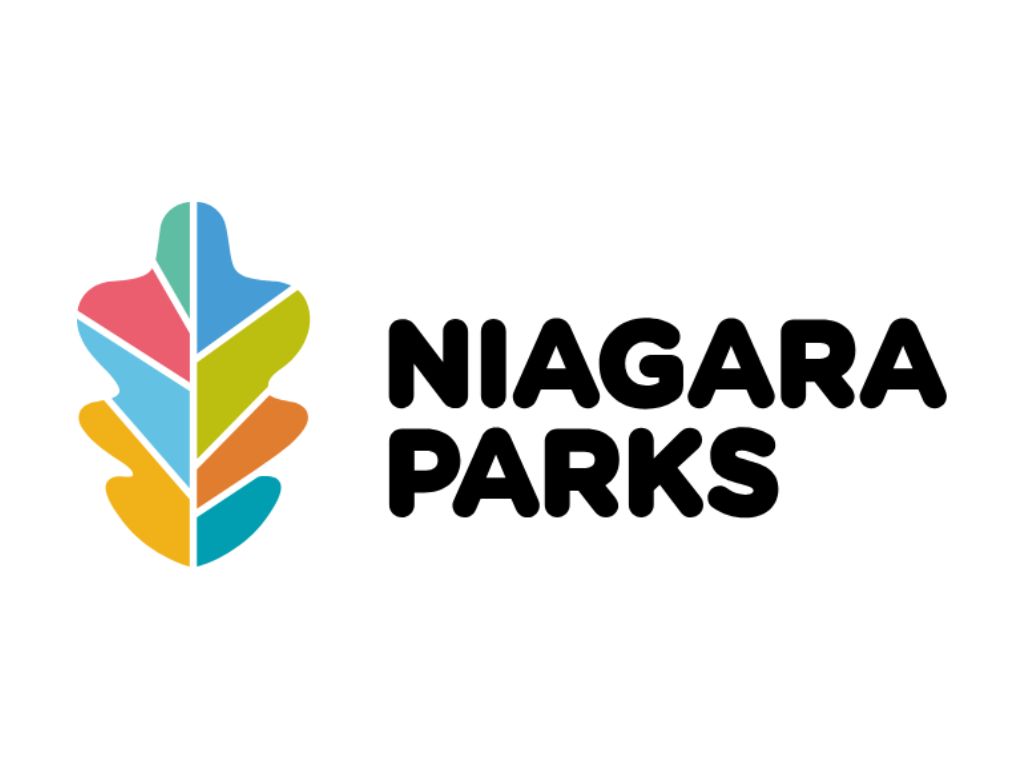 Niagara Parks logo includes a multicoloured oak leaf